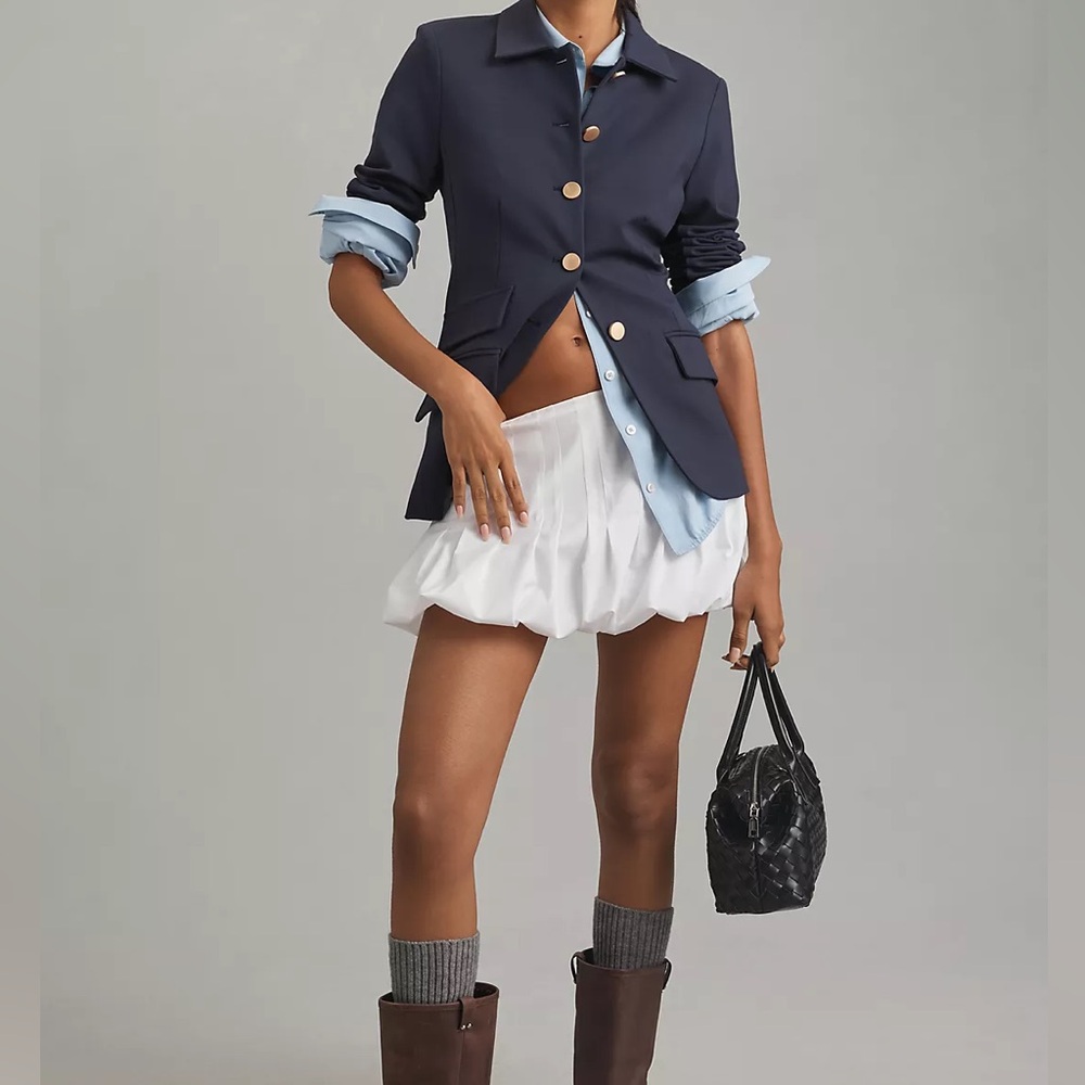 Anthropologie Geel White Cloud Bubble Mini Skirt
